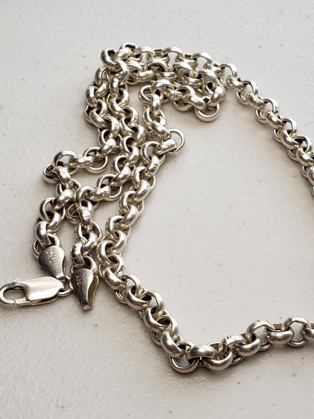 Sterling Silver 925 Rolo Chain Necklace Italy